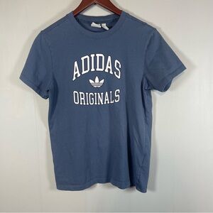Adidas Original Womens XS Graphic Tee Indigo Trefoil Logo TShirt Comfort Casual